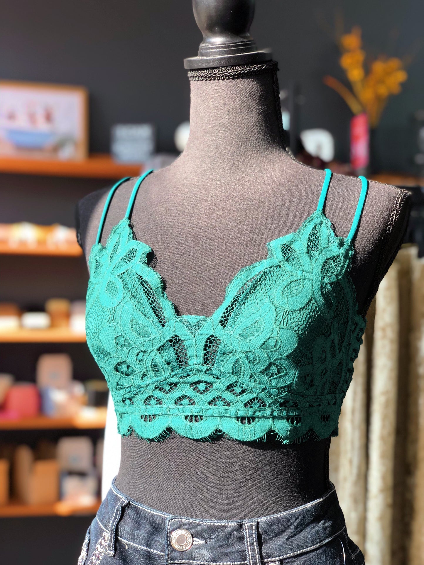 Hunter Green Lace Bralette