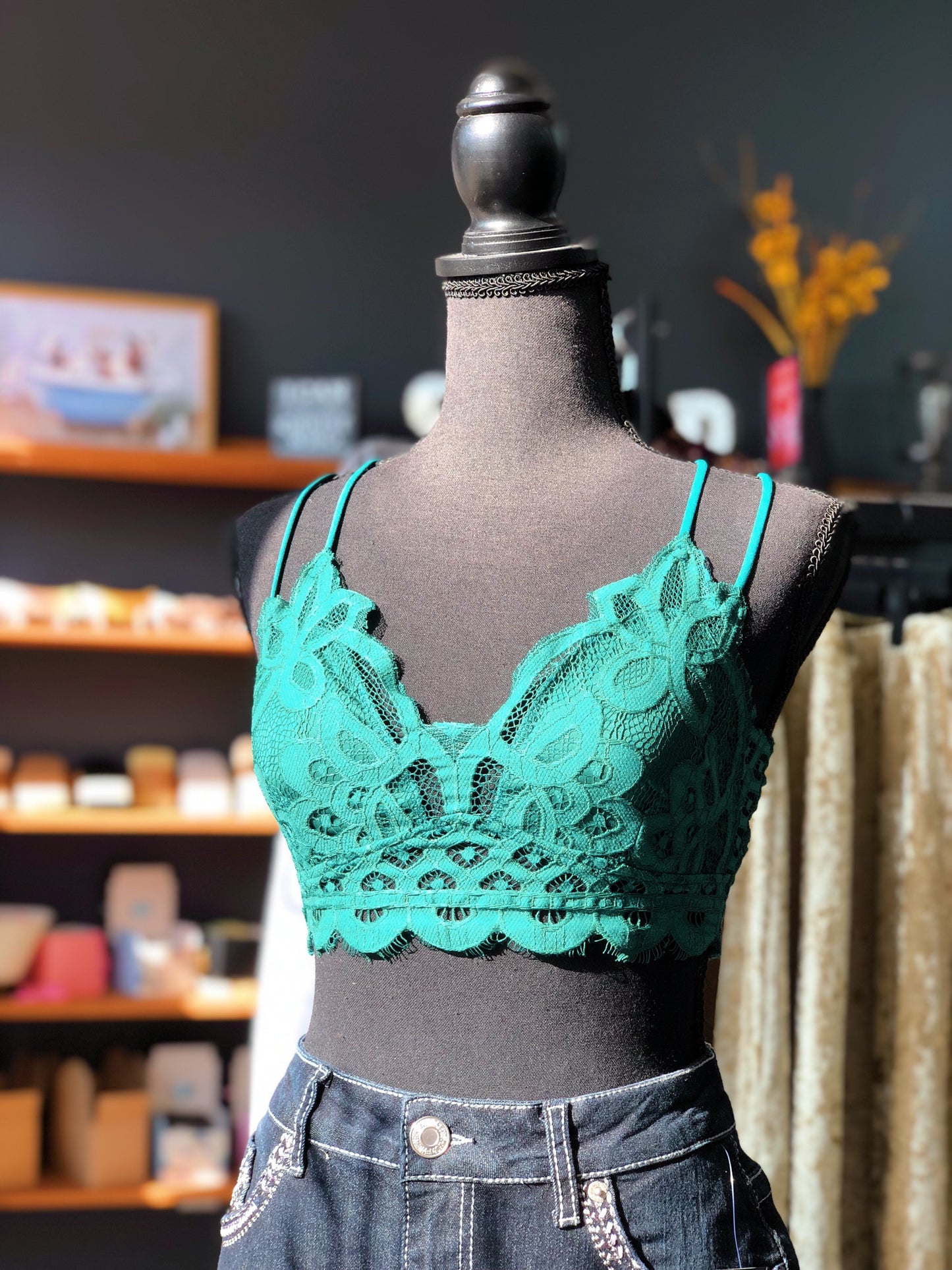 Hunter Green Lace Bralette