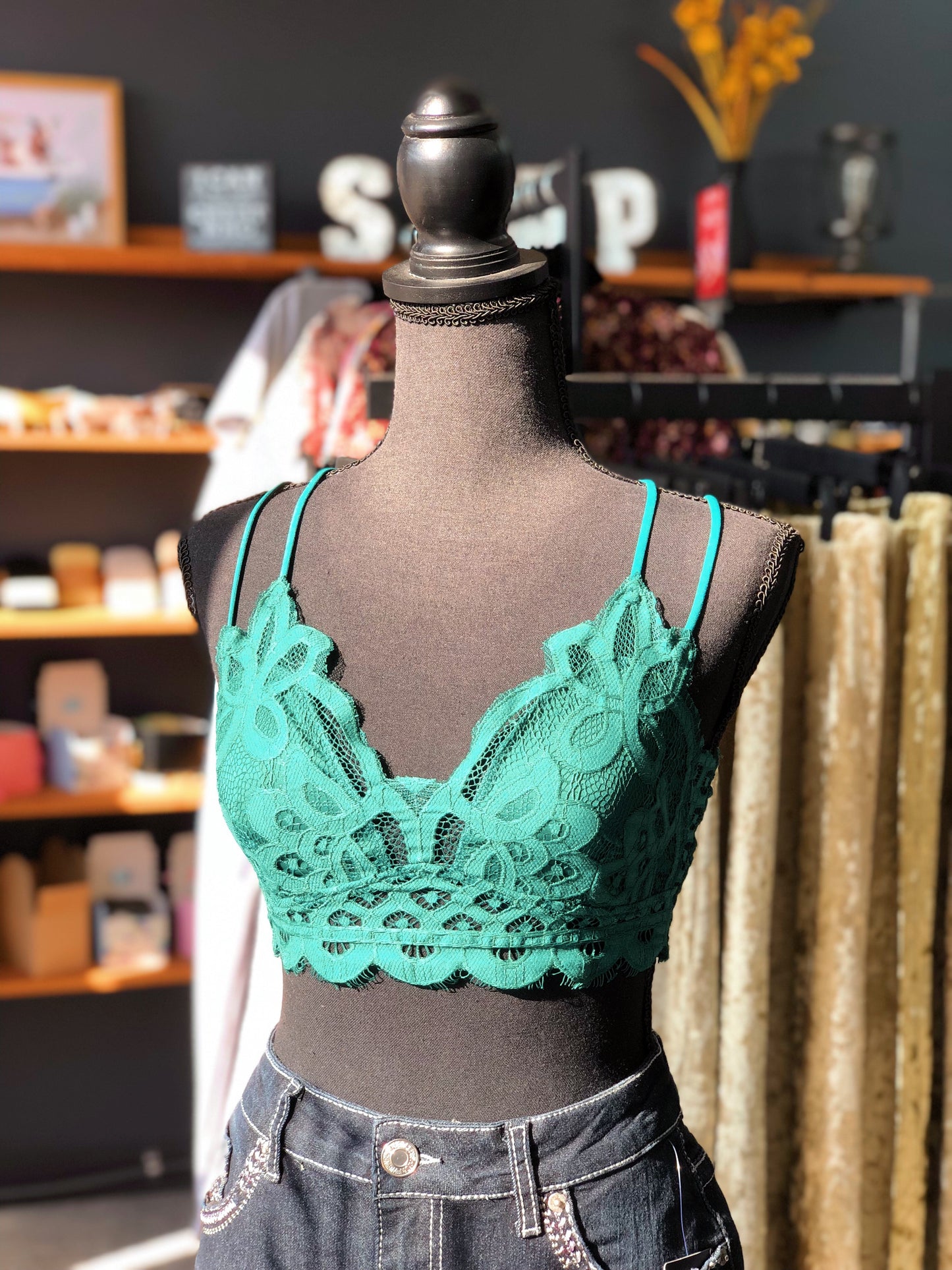 Hunter Green Lace Bralette